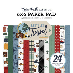Scrapbooking  Echo Park Double-Sided Paper Pad 6"X6" 24/Pkg Let's Go Travel Stickers