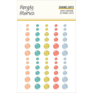 Scrapbooking  Simple Stories Boho Sunshine Enamel Dots Embellishments 60pk embellishments