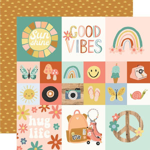 Scrapbooking  Simple Stories Boho Sunshine Double-Sided Cardstock 12"X12" - 2x2/4x4 Elements Paper 12"x12"