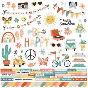 Scrapbooking  Simple Stories Boho Sunshine Cardstock Stickers 12"X12" stickers