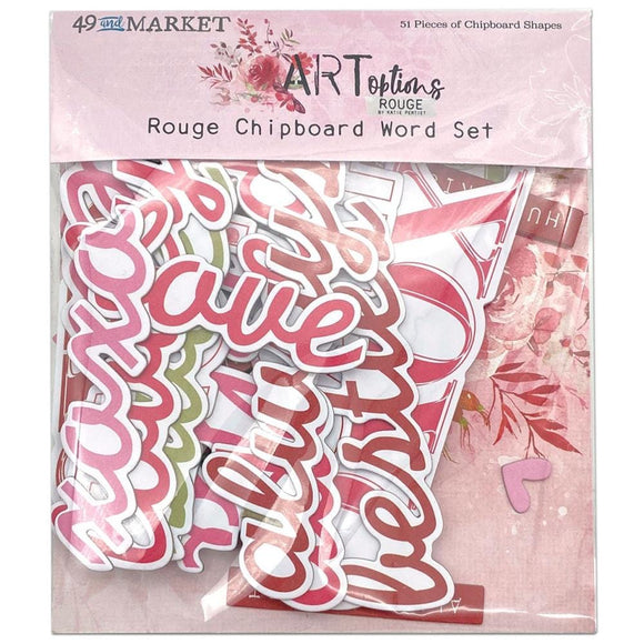 Scrapbooking  49 and Market ARToptions Rouge Chipboard Word Set 51pk Embellishments