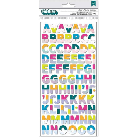 Scrapbooking  Amy Tan Brave & Bold Thickers Stickers 164/Pkg Stories Alphabet/Foam Alphas