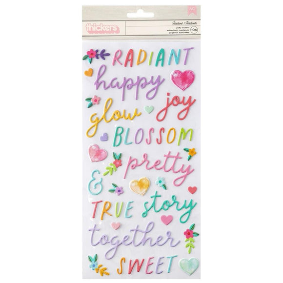 Scrapbooking  Paige Evans Blooming Wild Thickers Stickers 49/Pkg Radiant Phrase/Foam & Cardstock stickers