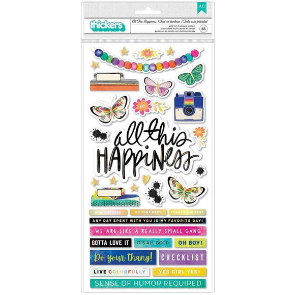 Scrapbooking  Vicki Boutin Color Study Thickers Stickers 65/Pkg All This Happiness Phrase/Chipboard stickers