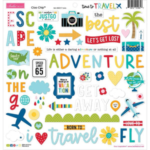 Scrapbooking  Bella Blvd Chipboard Stickers 12"X12" Icons, Time To Travel Chipboard