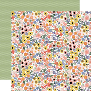 Scrapbooking  Carta Bella Here, There And Everywhere Double-Sided Cardstock 12"X12" - Wildflower Blooms Paper 12"x12"