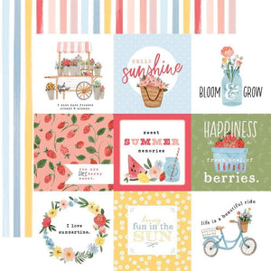 Scrapbooking  Carta Bella Summer Double-Sided Cardstock 12"X12" - 4x4 Journaling Cards Paper 12"x12"