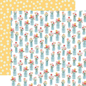 Scrapbooking  Carta Bella Summer Double-Sided Cardstock 12"X12" - Floral Jars Paper 12"x12"