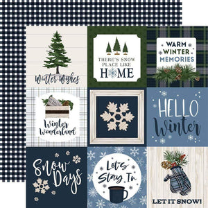 Scrapbooking  Carta Bella Welcome Winter Double-Sided Cardstock 12"X12" - 4x4 Journaling Cards Paper 12"x12"