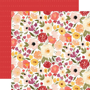 Scrapbooking  Flora No. 5 Double-Sided Cardstock 12"X12" - Warm Large Flowers Paper 12"x12"