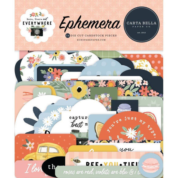 Carta Bella Cardstock Ephemera 33/Pkg Icons, Here, There And Everywhere