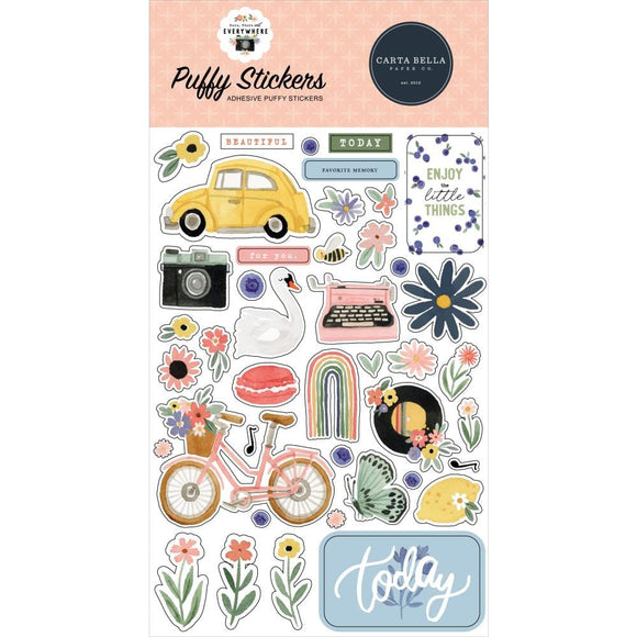 Scrapbooking  Carta Bella Here, There And Everywhere Puffy Stickers stickers