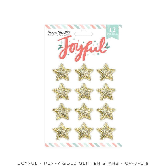 Scrapbooking  ***PREODER ***Cocoa Vanilla Joyful Gold Glitter Puffy Stars Embellishments