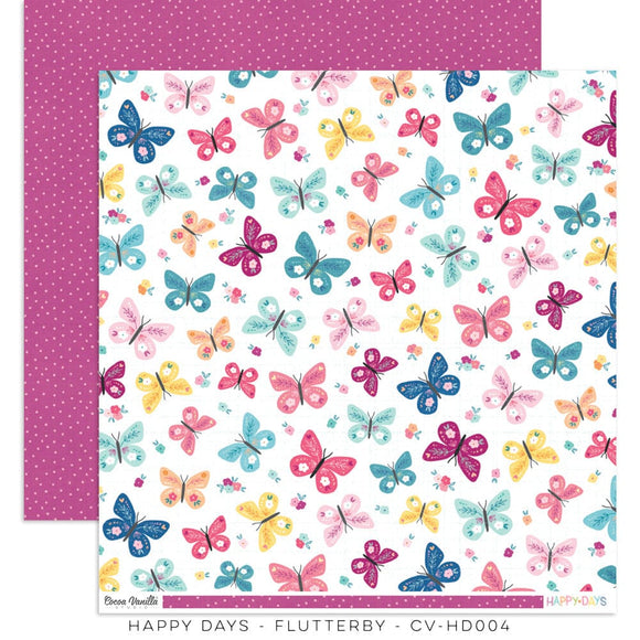 Scrapbooking  Cocoa Vanilla Happy Days – Flutterby Double Sided Paper Paper 12