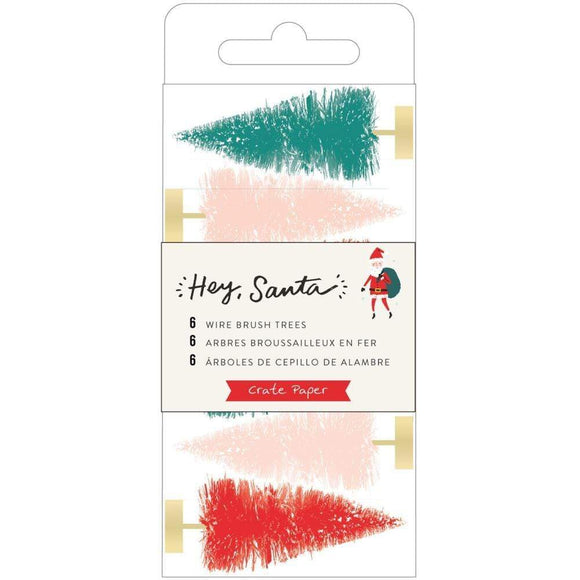 Scrapbooking  Hey Santa Wire Brush Tree 6/Pkg Multicolor stickers