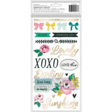 Scrapbooking  Maggie Holmes Garden Party Thickers Stickers 70/Pkg Lovely Phrase & Icons/Puffy stickers