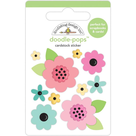 Scrapbooking  Doodlebug Doodle-Pops 3D Stickers Flower Garden Embellishments