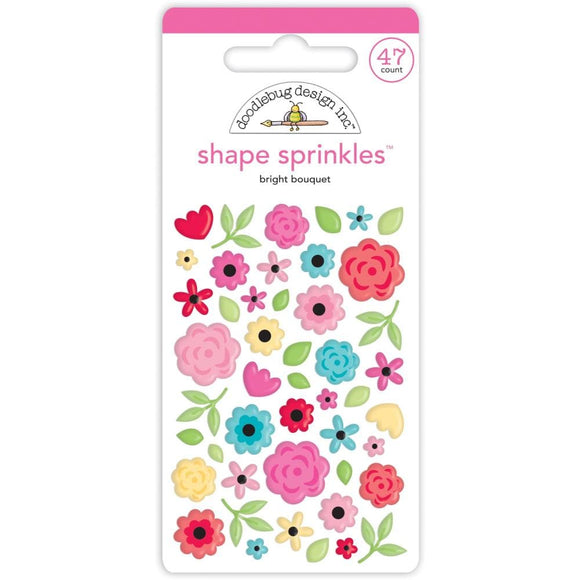 Scrapbooking  Doodlebug Sprinkles Adhesive Enamel Shapes Bright Bouquet kit