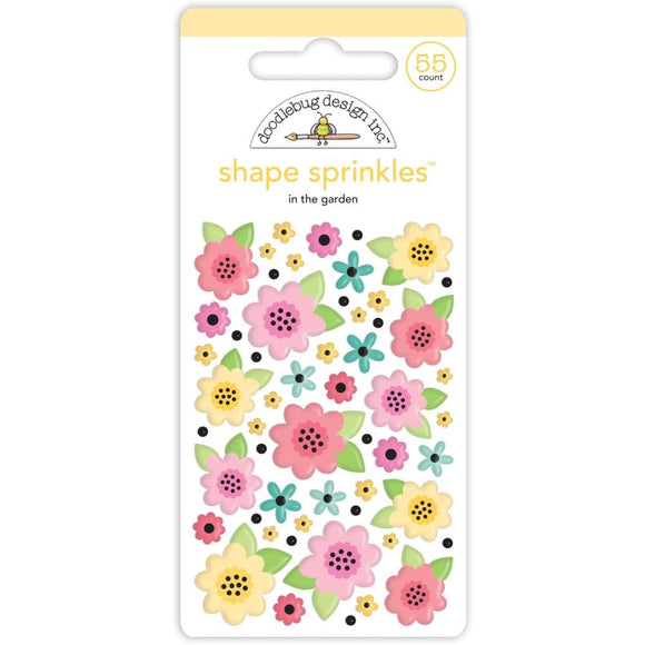 Scrapbooking  Doodlebug Sprinkles Adhesive Enamel Shapes - In The Garden Embellishments