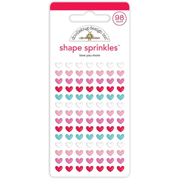Scrapbooking  Doodlebug Sprinkles Adhesive Enamel Shapes Love You More Embellishments