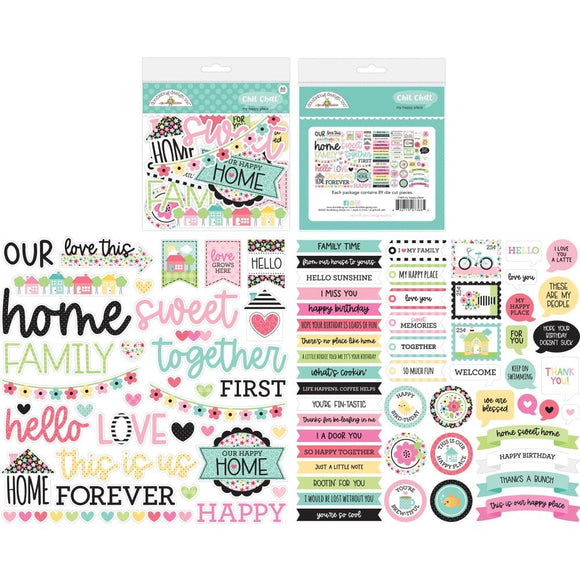 Scrapbooking  Doodlebug Odds & Ends Chit Chat Die-Cuts My Happy Place Ephemera