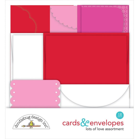 Scrapbooking  Doodlebug Cards & Envelopes 12/Pkg Lots Of Love kit