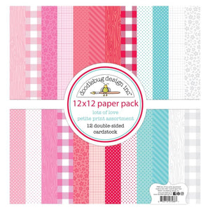 Scrapbooking  Doodlebug Petite Prints Double-Sided Cardstock 12"X12" 12/Pk Lots Of Love, 12 Designs/1 Each Paper 12"x12"
