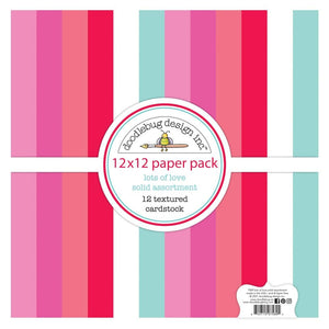 Scrapbooking  Doodlebug Textured Double-Sided Cardstock 12"X12" 12/Pkg Lots Of Love Paper 12"x12"