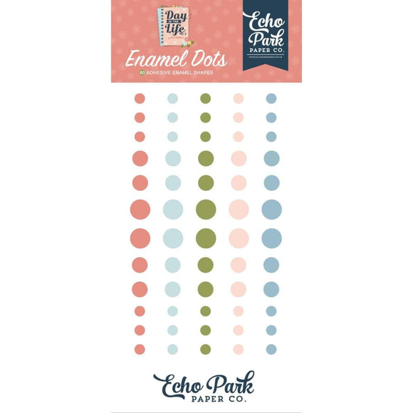 Scrapbooking  Echo Park Day In The Life No. 2 Adhesive Enamel Dots 60/Pkg Embellishments