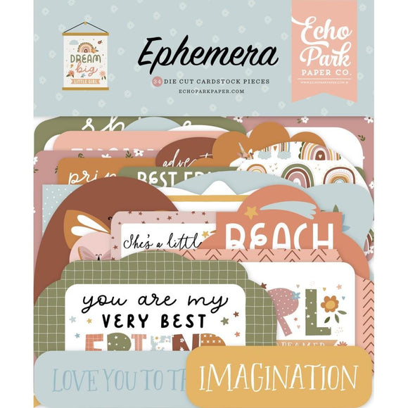 Scrapbooking  Echo Park Cardstock Ephemera 33/Pkg Icons, Dream Big Little Girl ephemera
