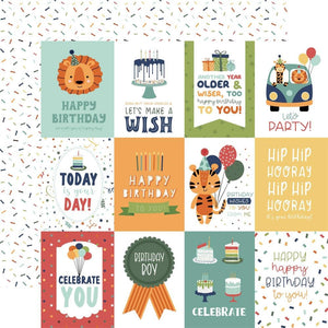 Scrapbooking  Echo Park A Birthday Wish Boy Double-Sided Cardstock 12"X12" - 3x4 Journaling Paper 12"x12"