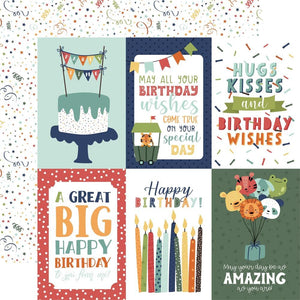 Scrapbooking  Echo Park A Birthday Wish Boy Double-Sided Cardstock 12"X12" - 4x6 Journaling Cards Paper 12"x12"