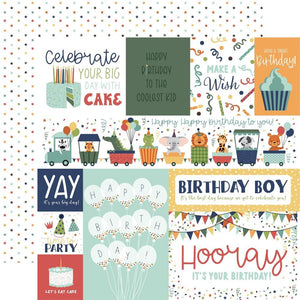 Scrapbooking  Echo Park A Birthday Wish Boy Double-Sided Cardstock 12"X12" - Multi Journaling Cards Paper 12"x12"