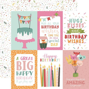 Scrapbooking  Echo Park A Birthday Wish Girl Double-Sided Cardstock 12"X12" - 4x6 Journaling Cards Paper 12"x12"