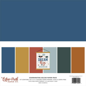 Scrapbooking  Echo Park Double-Sided Solid Cardstock 12"X12" 6/Pkg Dream Big Little Boy, 6 Colors Paper 12"x12"