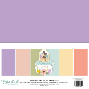 Scrapbooking  Echo Park Double-Sided Solid Cardstock 12"X12" 6/Pkg It's Easter Time, 6 Colors Paper 12"x12"