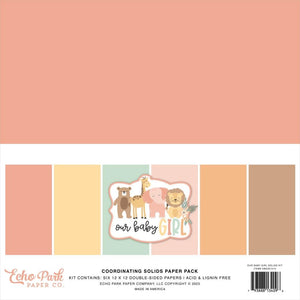 Scrapbooking  Echo Park Double-Sided Solid Cardstock 12"X12" 6/Pkg Our Baby Girl, 6 Colors Paper 12"x12"