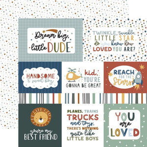 Scrapbooking  Echo Park Dream Big Little Boy Double-Sided Cardstock 12"X12" -Journaling Cards Paper 12"x12"