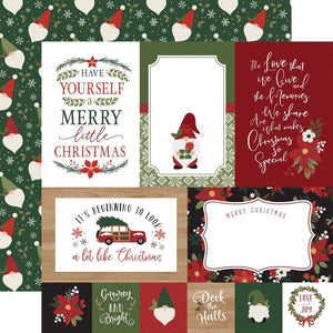 Scrapbooking  Echo Park Gnome For Christmas Double-Sided Cardstock 12"X12" - 4x6 Journaling Cards Paper 12"x12"