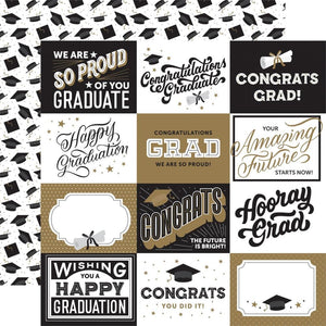 Scrapbooking  Echo Park Graduation Double-Sided Cardstock 12"X12" - 4x3 Journaling Cards Paper 12"x12"