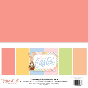 Scrapbooking  Echo Park My Favorite Easter Double-Sided Solid Cardstock 12"X12" 6/Pkg , 6 Colors Paper 12"x12"