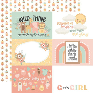 Scrapbooking  Echo Park Our Baby Girl Double-Sided Cardstock 12"X12" - 6x4 Journaling Cards Paper 12"x12"