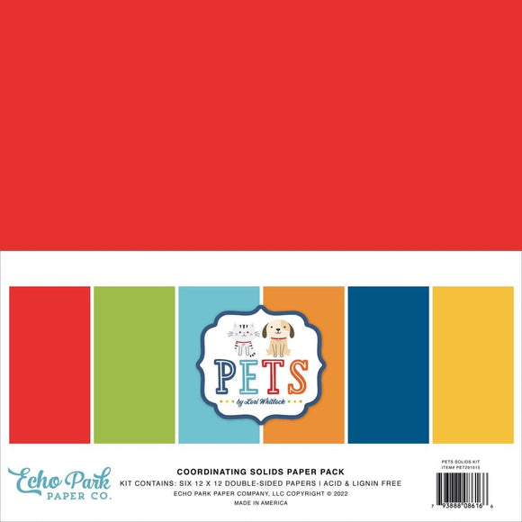 Scrapbooking  Echo Park Pets Double-Sided Solid Cardstock 12