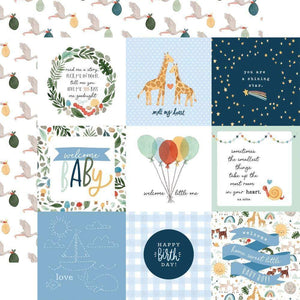 Scrapbooking  Welcome Baby Boy Double-Sided Cardstock 12"X12" - 4x4 Journaling Cards Paper 12"x12"
