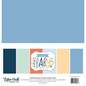 Scrapbooking  Welcome Baby Boy Double-Sided Solid Cardstock 12"X12" 6/Pkg , 6 Colors Paper 12"x12"