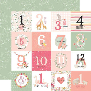 Scrapbooking  Welcome Baby Girl Double-Sided Cardstock 12"X12" - Milestone Journaling Cards Paper 12"x12"