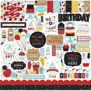 Scrapbooking  Magical Birthday Boy Cardstock Stickers 12"X12" Elements stickers