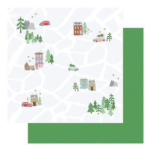 Scrapbooking  Wishmas Double-Sided Cardstock 12"X12" - Christmas Map Paper 12"x12"