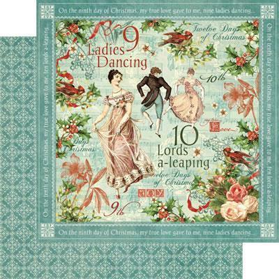 Scrapbooking  12 Days of Christmas Ladies Dancing Cardstock 12x12 Paper Paper 12