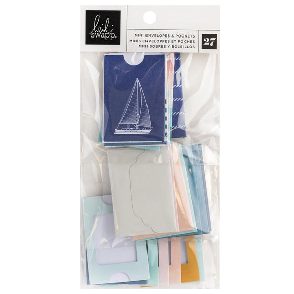 Scrapbooking  Heidi Swapp Set Sail Mini Envelopes & Pockets 27/Pkg ephemera